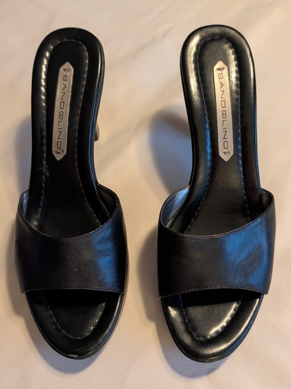 Bandolino Black Leather High Heel Sandal